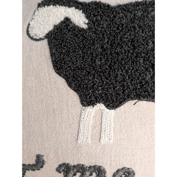 Pottery Barn Ewe & Me Embroidered Pillow Cover 15 x 20 Feather/Down Pillow - Picture 7 of 13